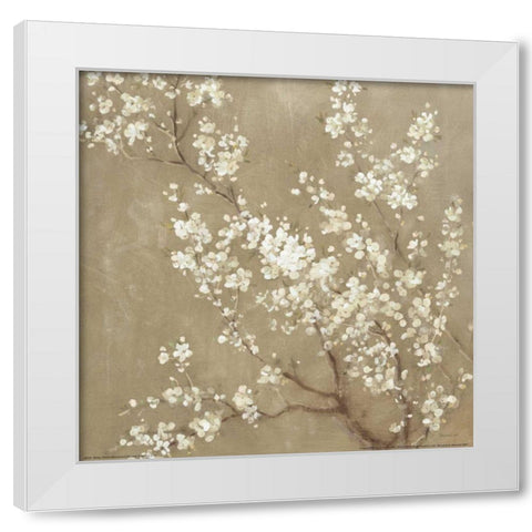 White Cherry Blossoms II Neutral Crop White Modern Wood Framed Art Print by Nai, Danhui