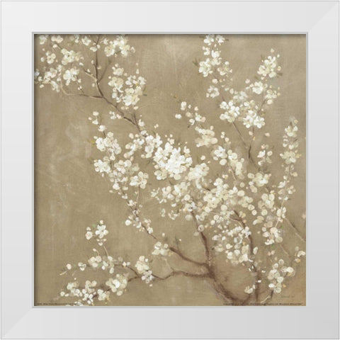 White Cherry Blossoms II Neutral Crop White Modern Wood Framed Art Print by Nai, Danhui