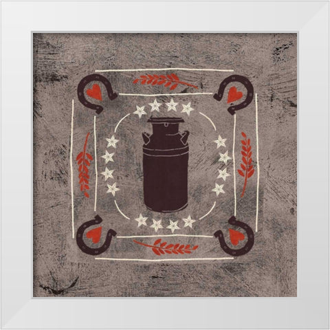 Little Red Farm Tile II White Modern Wood Framed Art Print by Charron, Veronique
