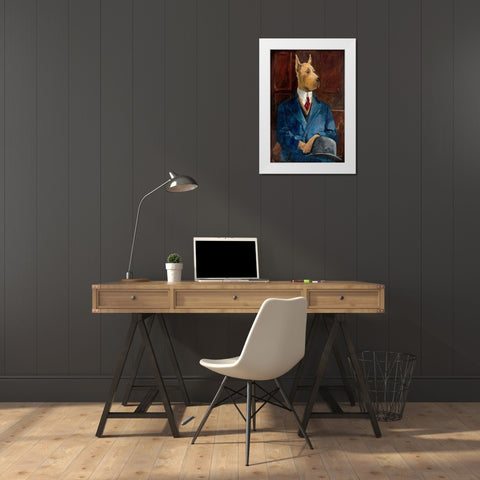 Inspector Dogleash White Modern Wood Framed Art Print by Tillmon, Avery