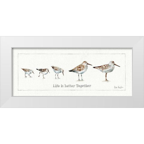 Pebbles and Sandpipers I White Modern Wood Framed Art Print by Audit, Lisa