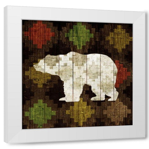 Southwest Lodge - Bear White Modern Wood Framed Art Print by Mullan, Michael