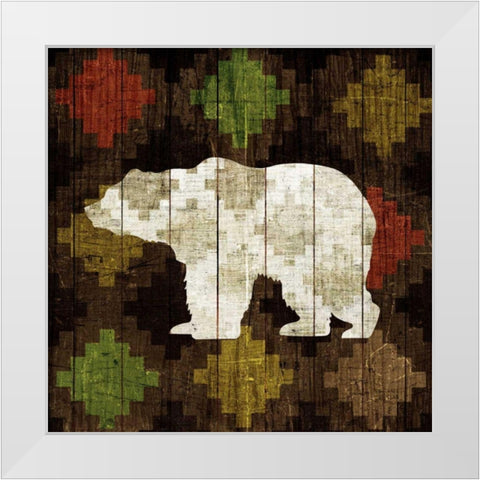 Southwest Lodge - Bear White Modern Wood Framed Art Print by Mullan, Michael