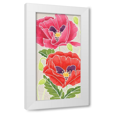 Sunshine Poppies Panel II White Modern Wood Framed Art Print by DeNeige, Elyse
