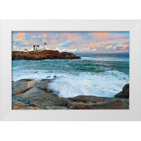 Nubble Sunset White Modern Wood Framed Art Print by Gendreau, Katherine