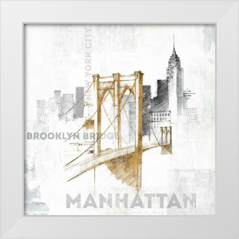 Brooklyn Bridge White Modern Wood Framed Art Print by Tillmon, Avery