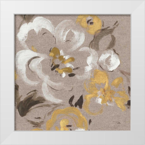 Brushed Petals II Gold  White Modern Wood Framed Art Print by Pela