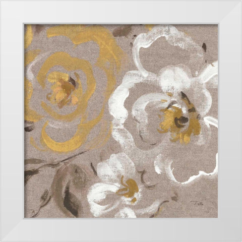 Brushed Petals III Gold  White Modern Wood Framed Art Print by Pela