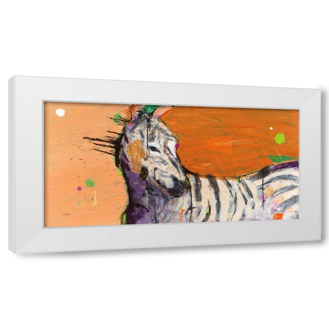 Zebra White Modern Wood Framed Art Print by Day, Kellie