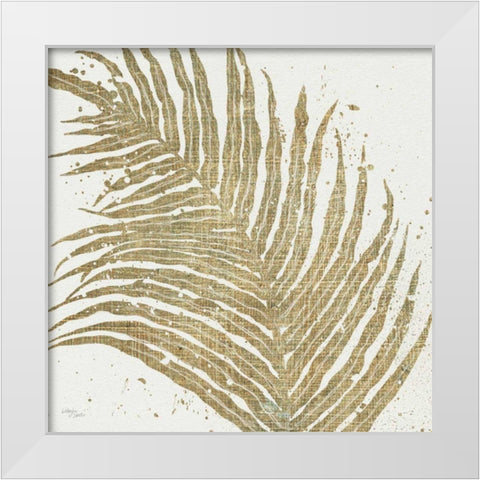 Gold Leaves I White Modern Wood Framed Art Print by Wellington Studio