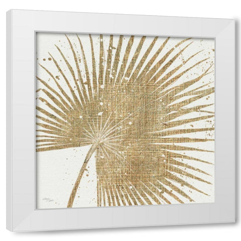 Gold Leaves II White Modern Wood Framed Art Print by Wellington Studio