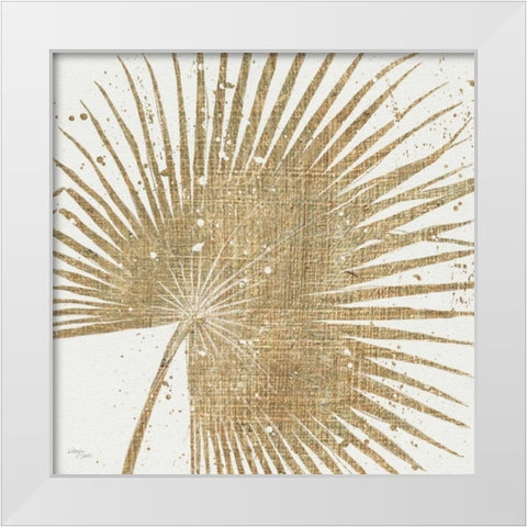 Gold Leaves II White Modern Wood Framed Art Print by Wellington Studio