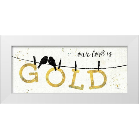 Shine Like Gold II White Modern Wood Framed Art Print by Pela Studio