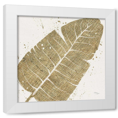 Gold Leaves IV White Modern Wood Framed Art Print by Studio, Wellington