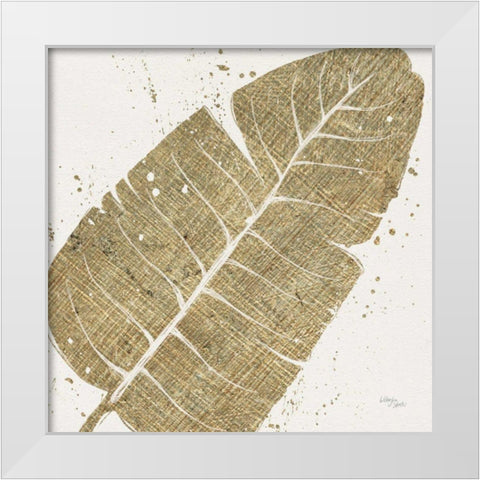 Gold Leaves IV White Modern Wood Framed Art Print by Studio, Wellington