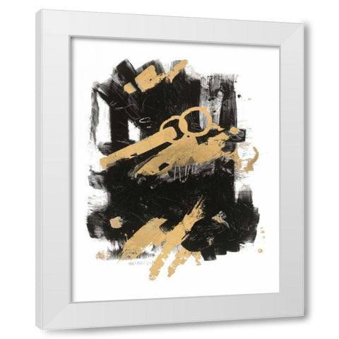Gold Black Abstract I White Modern Wood Framed Art Print by Schick, Mike