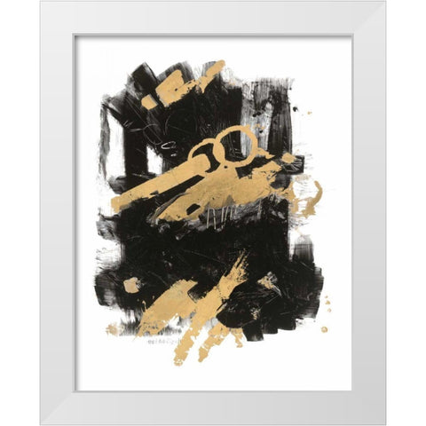 Gold Black Abstract I White Modern Wood Framed Art Print by Schick, Mike