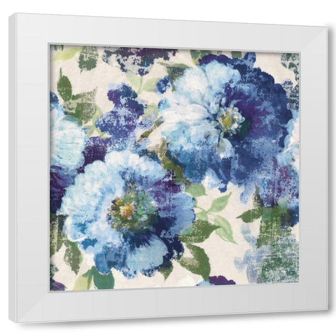 Indigo Floral Gallery White Modern Wood Framed Art Print by Wild Apple Portfolio
