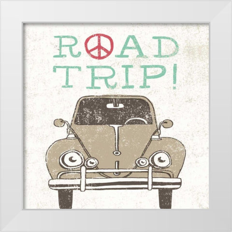 Road Trip Beetle White Modern Wood Framed Art Print by Towne, Oliver