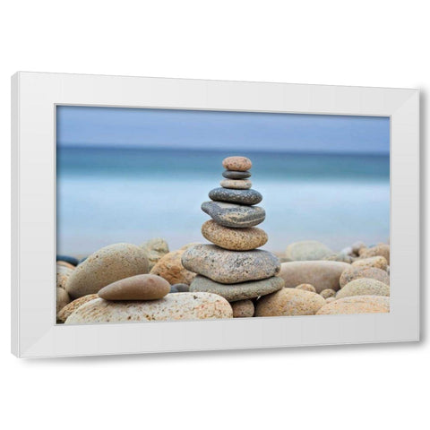 Stonewall Beach Cairn White Modern Wood Framed Art Print by Gendreau, Katherine