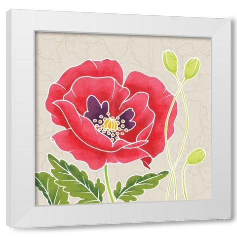 Sunshine Poppies IV White Modern Wood Framed Art Print by DeNeige, Elyse