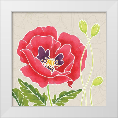 Sunshine Poppies IV White Modern Wood Framed Art Print by DeNeige, Elyse