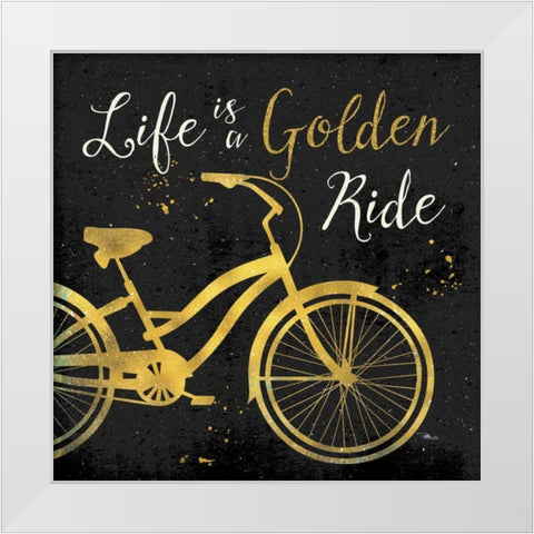 Golden Ride I White Modern Wood Framed Art Print by Pela Studio