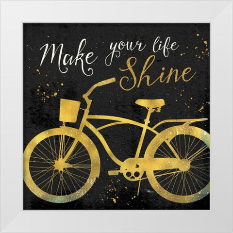 Golden Ride II White Modern Wood Framed Art Print by Pela Studio