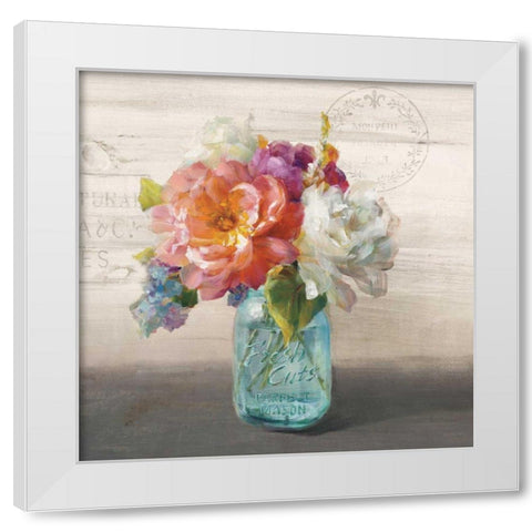 French Cottage Bouquet I  White Modern Wood Framed Art Print by Nai, Danhui