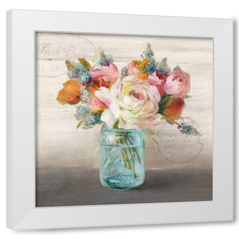 French Cottage Bouquet II  White Modern Wood Framed Art Print by Nai, Danhui