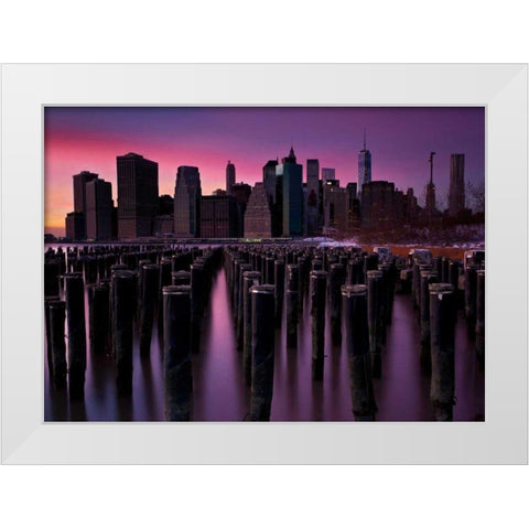 Manhattan Glow White Modern Wood Framed Art Print by Gendreau, Katherine
