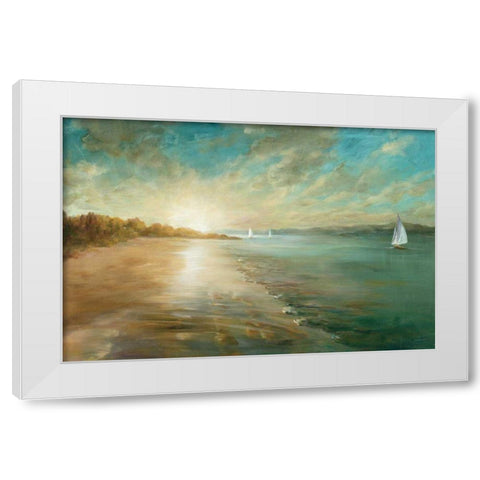 Coastal Glow White Modern Wood Framed Art Print by Nai, Danhui