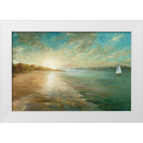 Coastal Glow White Modern Wood Framed Art Print by Nai, Danhui