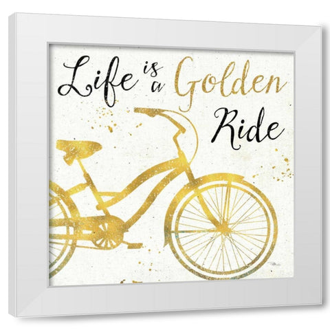 Golden Ride I White Modern Wood Framed Art Print by Pela Studio