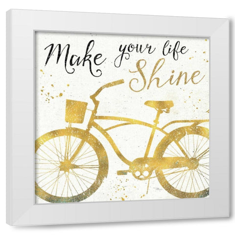 Golden Ride II White Modern Wood Framed Art Print by Pela Studio