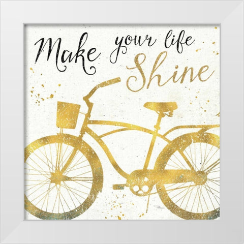 Golden Ride II White Modern Wood Framed Art Print by Pela Studio