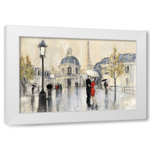 Spring Rain Paris Eiffel White Modern Wood Framed Art Print by Purinton, Julia