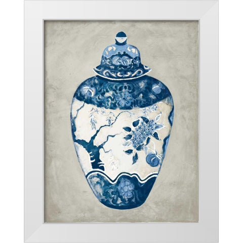 Imari Urn I Blue and White White Modern Wood Framed Art Print by Hageman, Marilyn