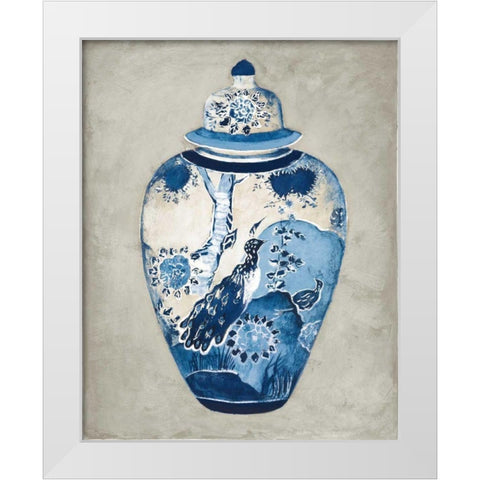 Imari Urn II Blue and White White Modern Wood Framed Art Print by Hageman, Marilyn