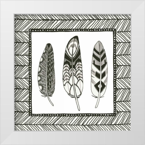 Geo Feathers Square III White Modern Wood Framed Art Print by Miller, Sara Zieve
