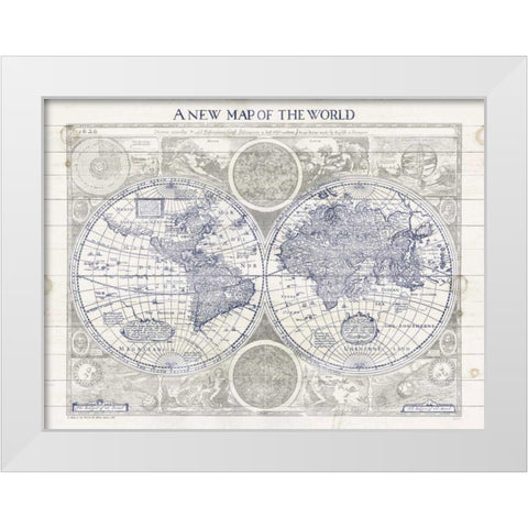 A New Map of the World White Modern Wood Framed Art Print by Schlabach, Sue