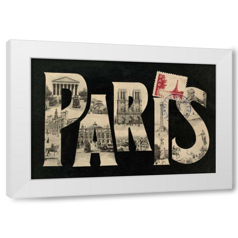 Postcard from Paris White Modern Wood Framed Art Print by Wild Apple Portfolio