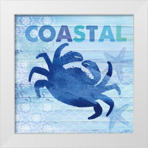 Sea Glass Crab White Modern Wood Framed Art Print by Studio Bella