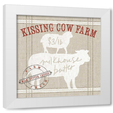 Farm linen cow White Modern Wood Framed Art Print by Schlabach, Sue