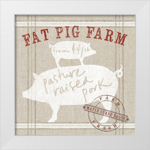 Farm linen pig White Modern Wood Framed Art Print by Schlabach, Sue