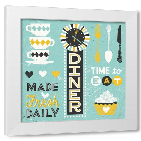 Retro Diner Collection Pattern Master White Modern Wood Framed Art Print by Mullan, Michael