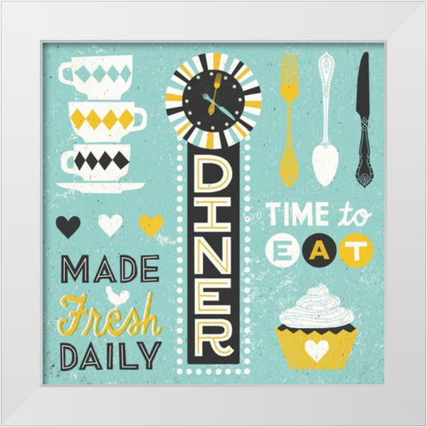 Retro Diner Collection Pattern Master White Modern Wood Framed Art Print by Mullan, Michael