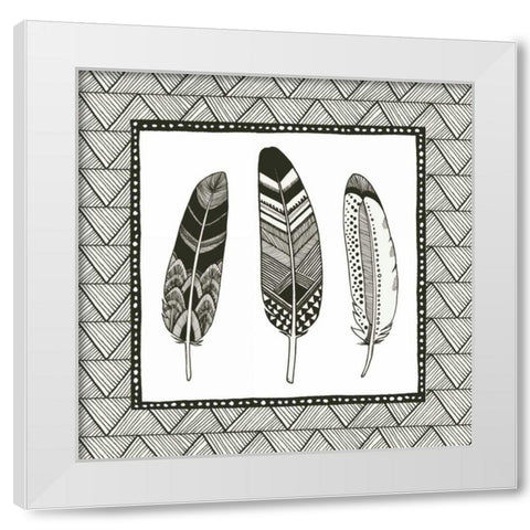 Geo Feathers I  White Modern Wood Framed Art Print by Miller, Sara Zieve