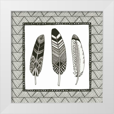 Geo Feathers I  White Modern Wood Framed Art Print by Miller, Sara Zieve