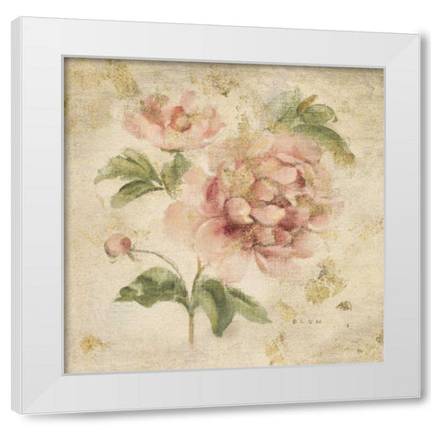 Coral Rose on Antique Linen Light Gold White Modern Wood Framed Art Print by Blum, Cheri